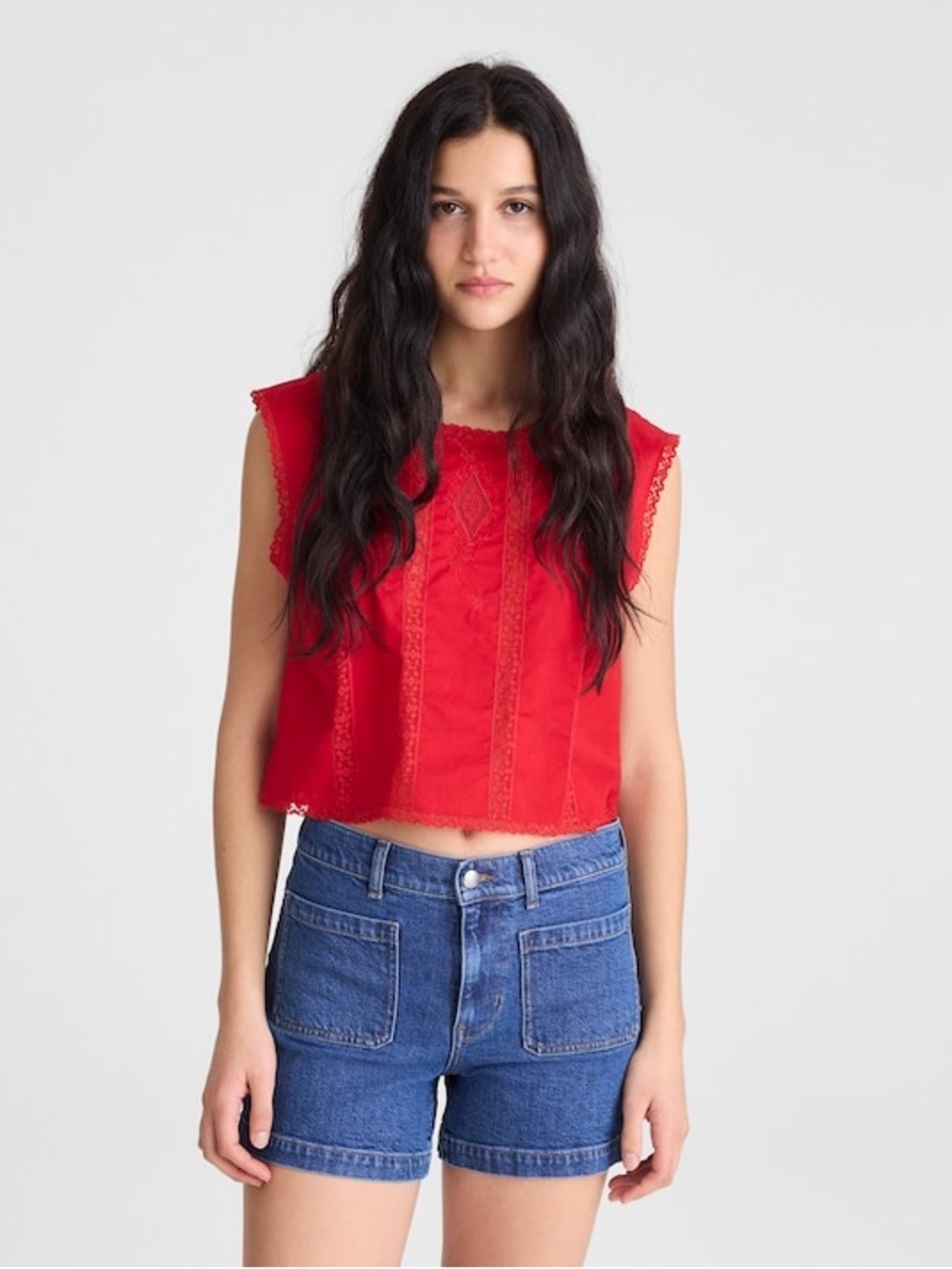 NWT Madewell Embroidered Lace-Insert Top